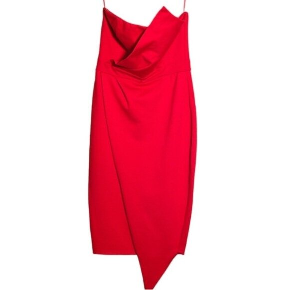 𝙁𝙍𝙀𝙀 🅽🅴🆆 Fashion Nova Hope You’re Happy Dress, asymmetrical red midi, M - Picture 7 of 14